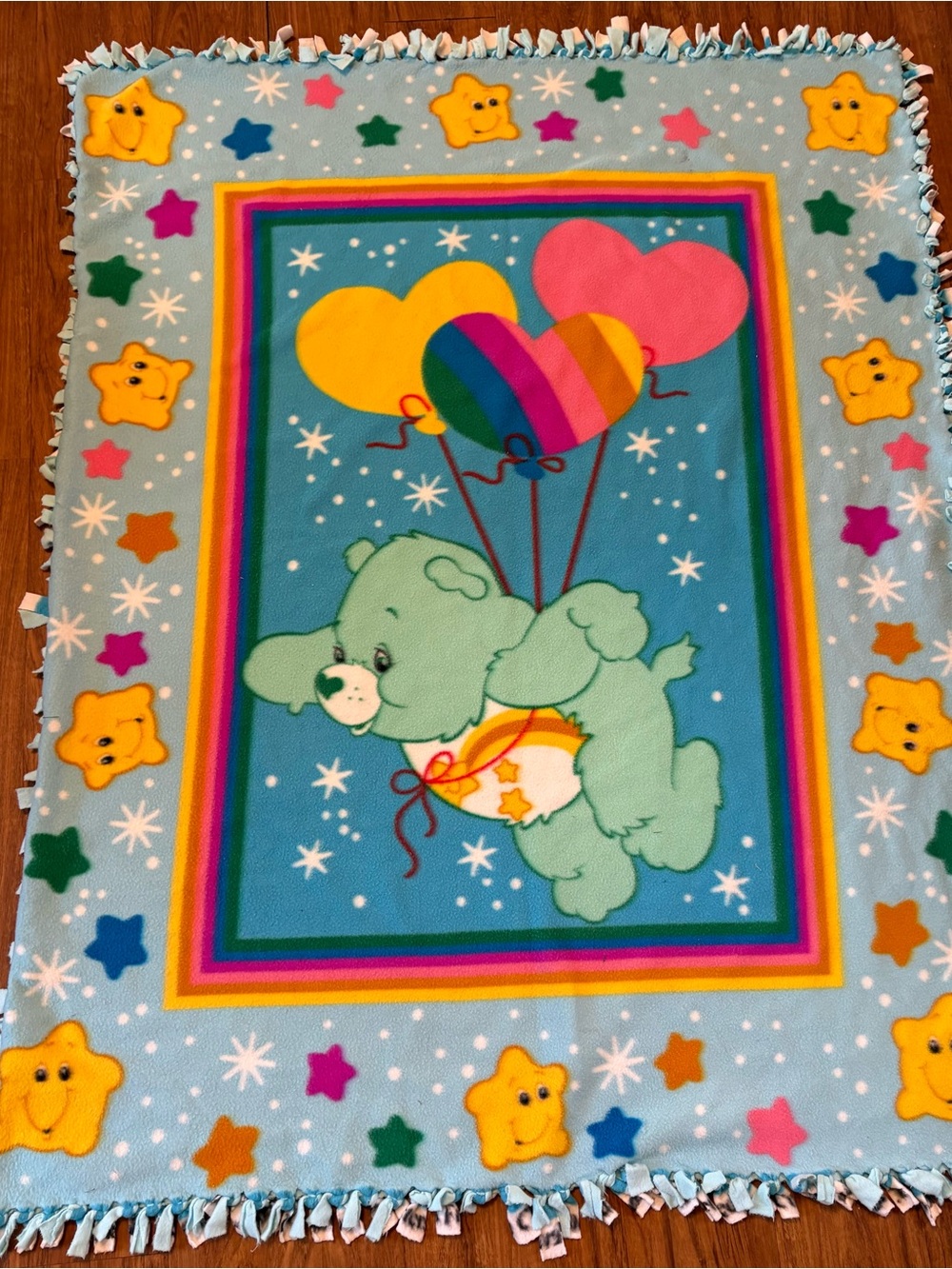HANDMADE Care Bears tie blanket
